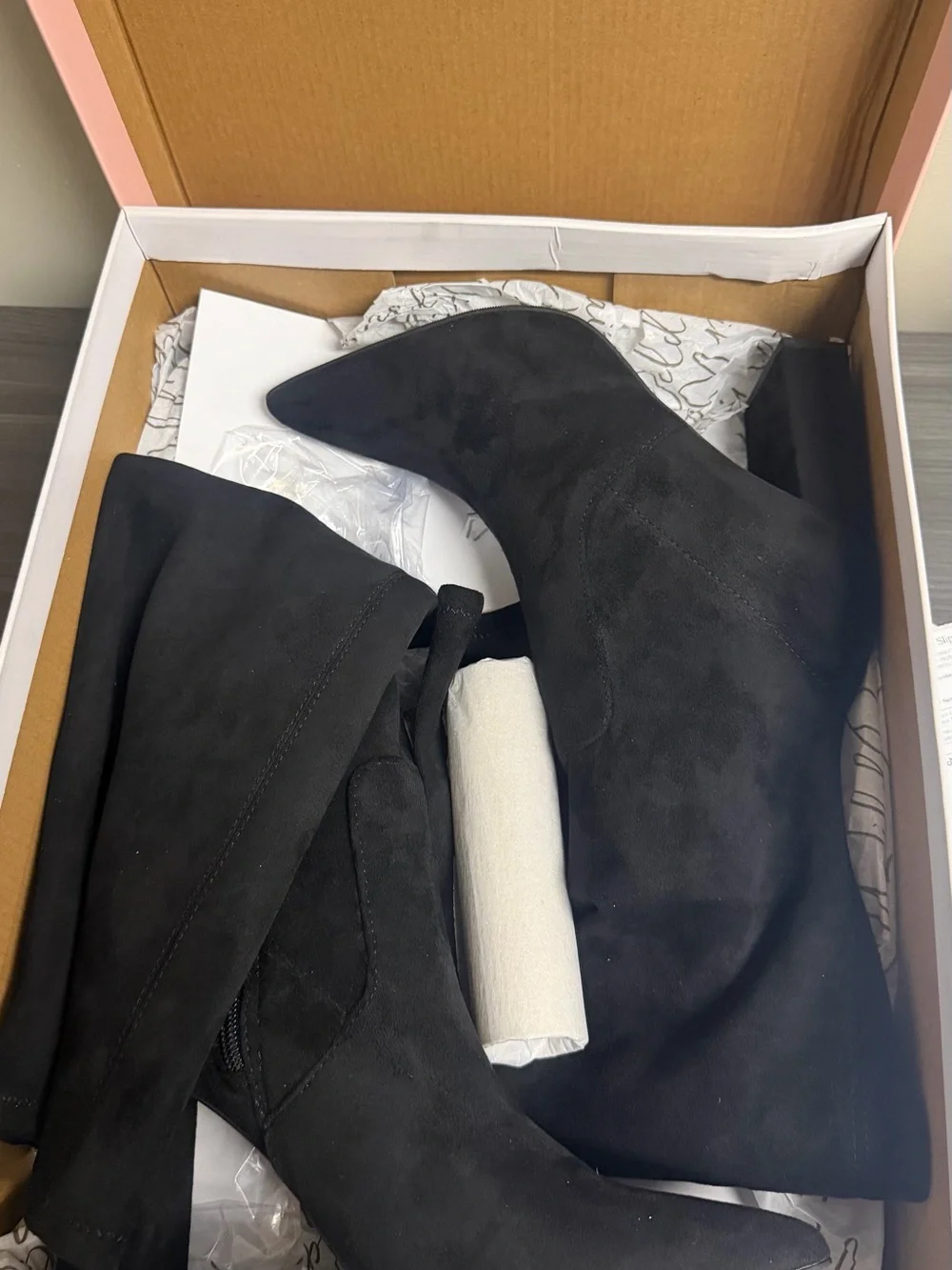 Wild Pair Over-the-Knee Black Suede Block Heel Boot